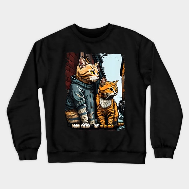 Support Your Local Street Cats Animal Pet Love Crewneck Sweatshirt by WilliamHoraceBatezell